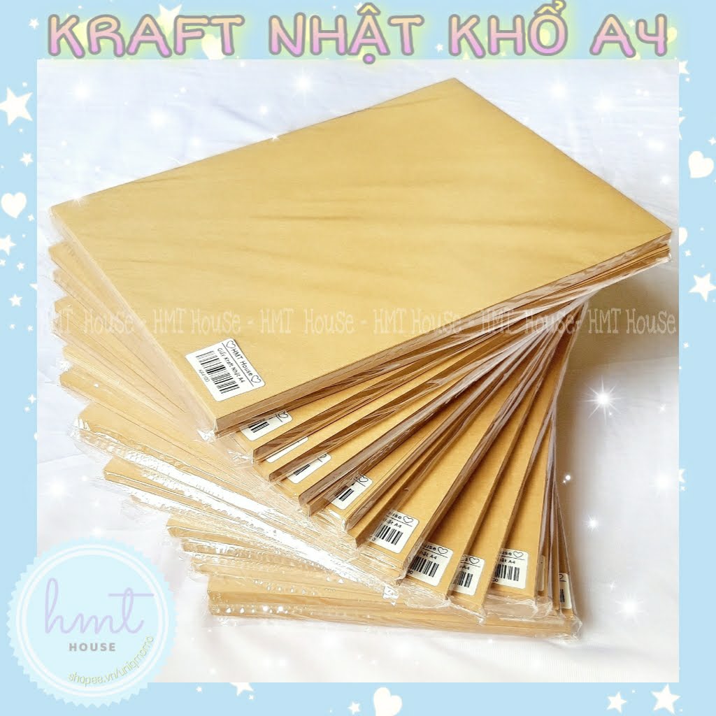 [HCM]Xấp 100 tờ Giấy Kraft 80gsm - xi măng khổ A4 - Giấy Kraft Nhật mịn dai đẹp