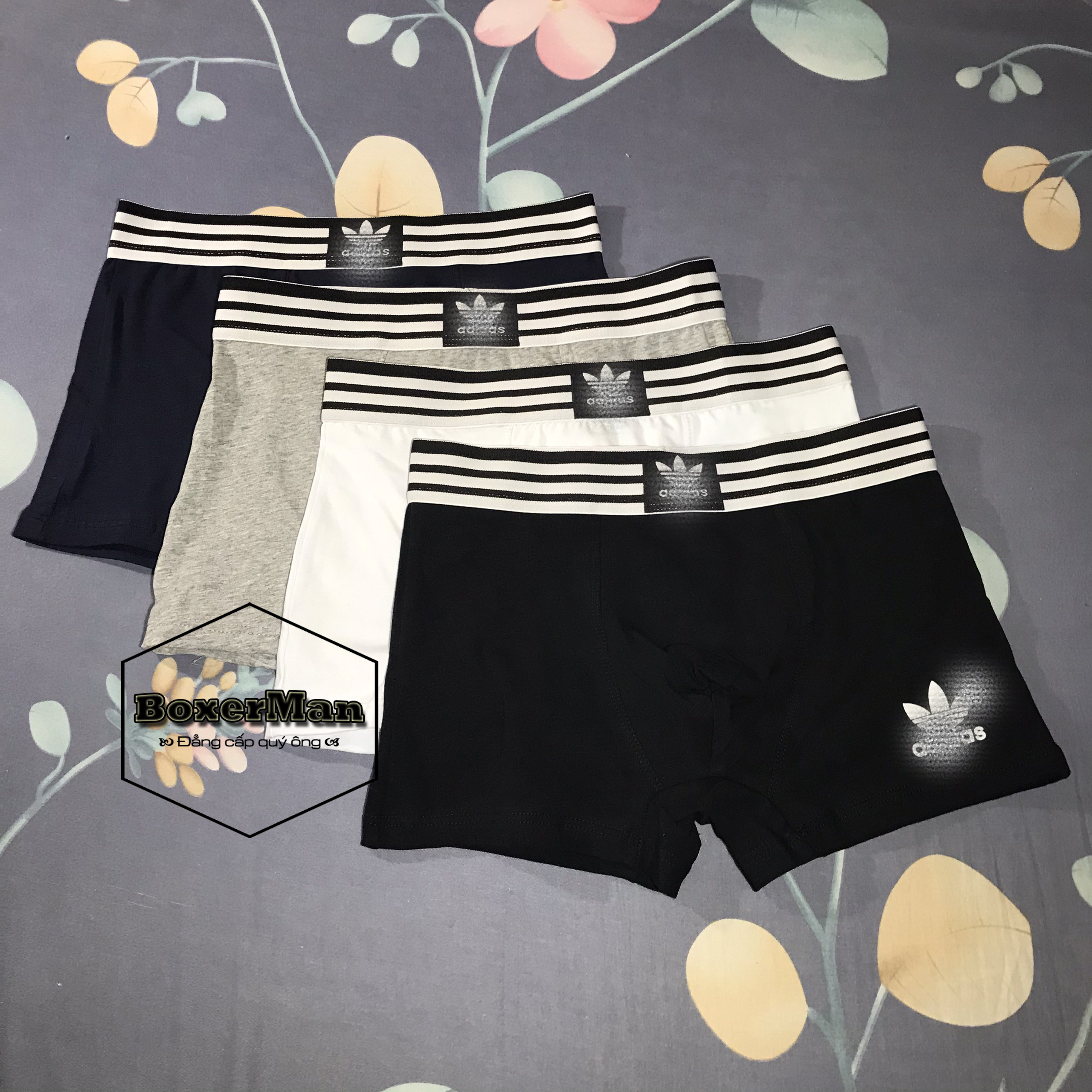 COMBO 4 Quần lót nam Boxer Cotton Mẫu DAS cao cấp hàng xuất khẩu chất thun co dãn 4 chiều