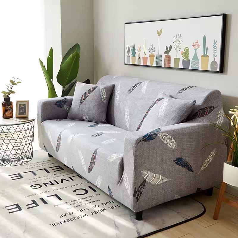 Vải ga bọc Sofa tại nhà hoạ tiết lông vũ dành cho ghế sofa L 1,2,3,4 chỗ