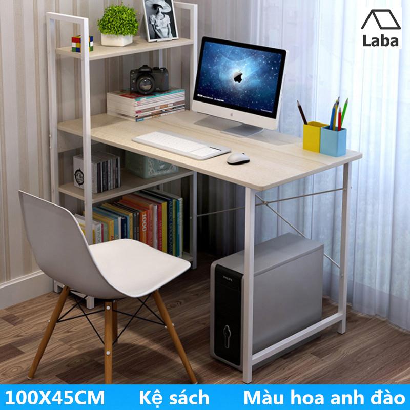 Bàn làm việc thông minh kệ sách tiện nghi bàn làm việc máy tính phun sơn chân thép 100x45x73cm Mẫu:BGZ003