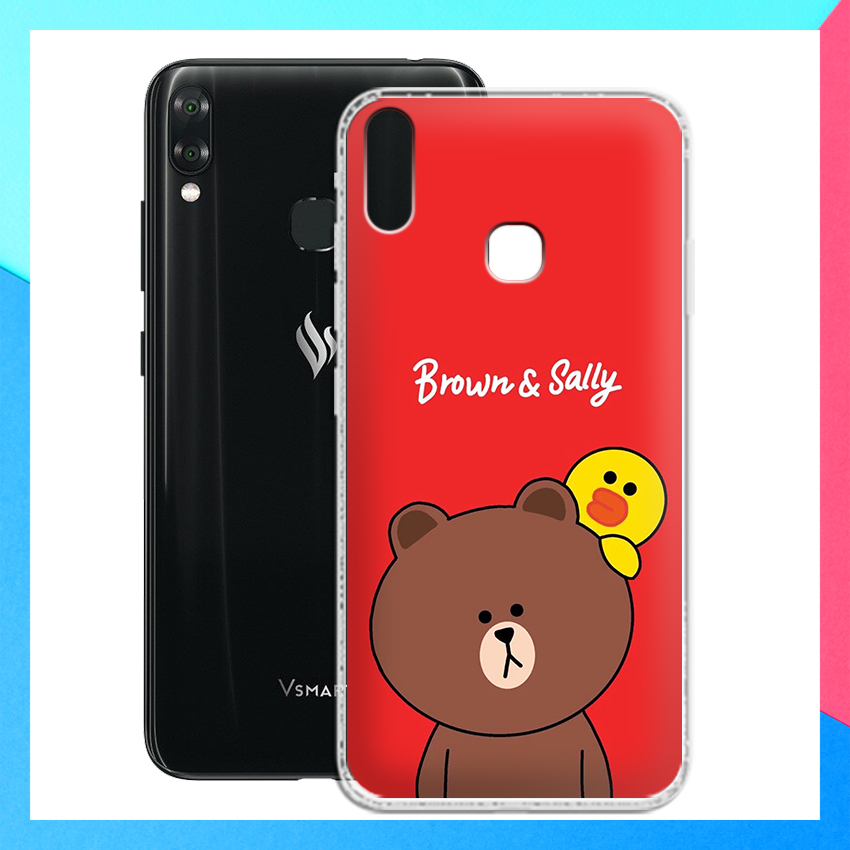 [HCM]Ốp lưng Vsmart Joy 1 Plus in họa tiết gấu Brown vịt Sally dễ thương - 01193 8040 BS01 - Silicone Dẻo