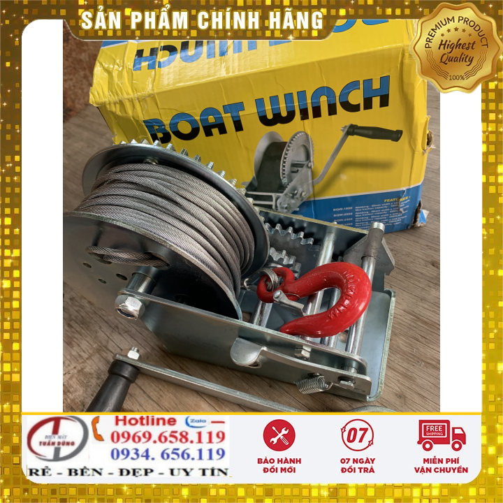 Tời quay tay cáp 3000lbs cáp 10m