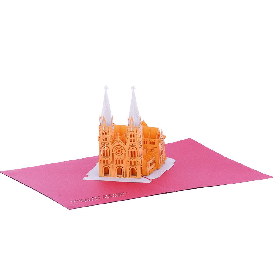 Thiệp nổi 3d pop-up nhà thờ đức bà sài gòn - paper art gift - pnp115