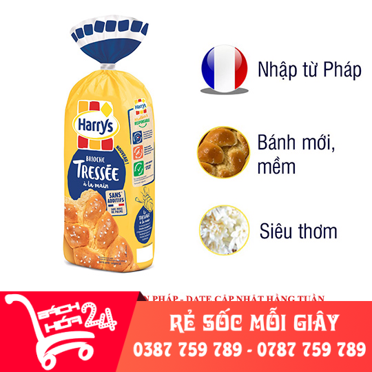 Bánh mì hoa cúc ổ lớn của pháp 500G -  bánh mì Harrys Brioche - BÁNH MÌ PHÁP - ăn vào riềng ngay - hàng xách tay - DATE luôn cập nhật mới - HÀNG VỀ MỖI TUẦN [Bách Hóa 24h]