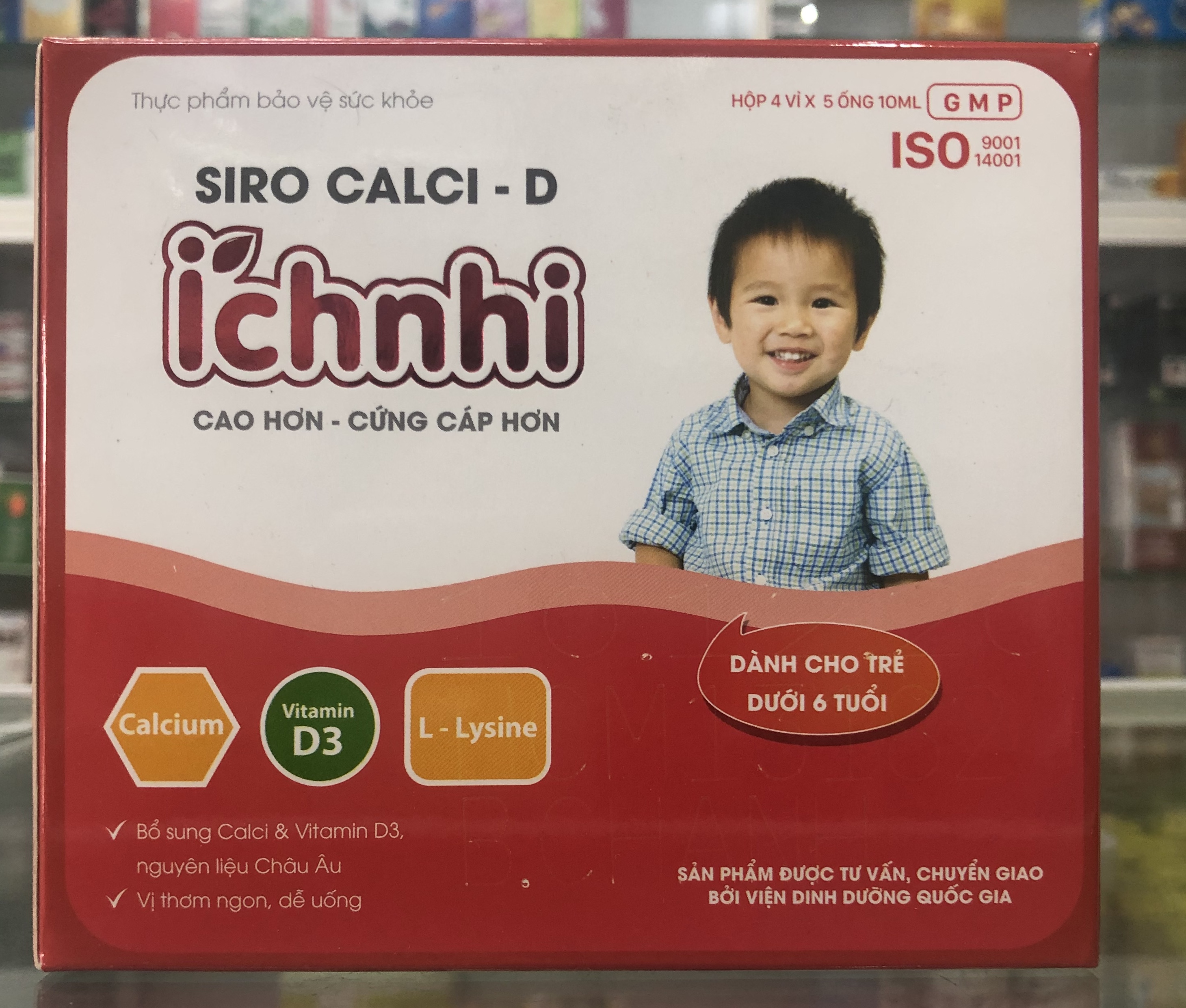 Siro calci - d ích nhi - 4 vỉ x 5 ống 10ml - cao hơn, cứng cáp hơn; giúp xương răng chắc khoẻ