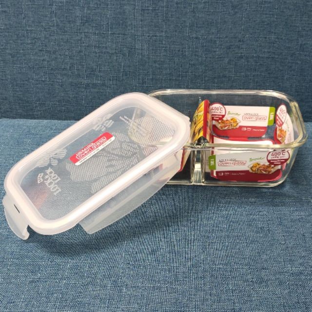 Hộp thủy tinh 2 ngăn chịu nhiệt cao cấp Lock&Lock LLG447D-ABB 1.05L