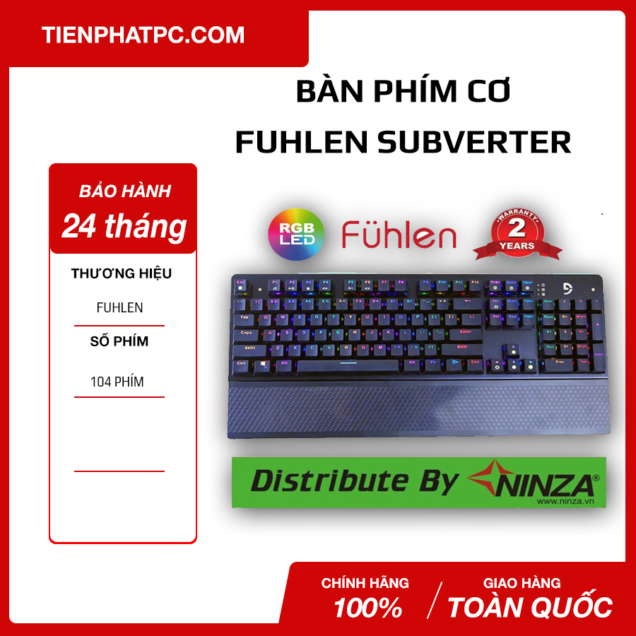Bàn phím cơ chuyên game fuhlen subverter new - bảo hành 24 tháng