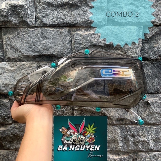 ốp pô e (khói/ trắng ) + tem Esp + ống xả cặn dành cho Vario/ Click/ AIrblade/ SH mode