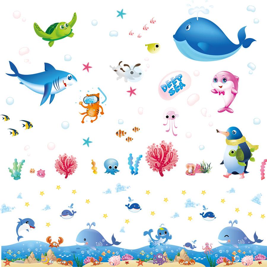 Giấy dán tường phòng ngủ cute cho bé Kích thước lớn Mẫu Nàng Tiên Cá , có keo sẵn, bóc dán dễ dàng trên mọi về mặt phẳng Zooyoo Home Decor
