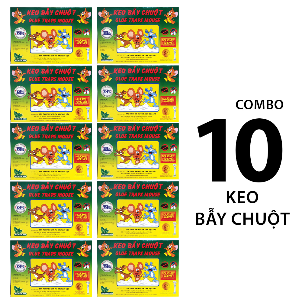 Combo 10 tấm keo dính chuột siêu dính có mồi nhử, không độc hại, bẫy được 3-4 lần, keo không bị khô, không mùi hóa chất