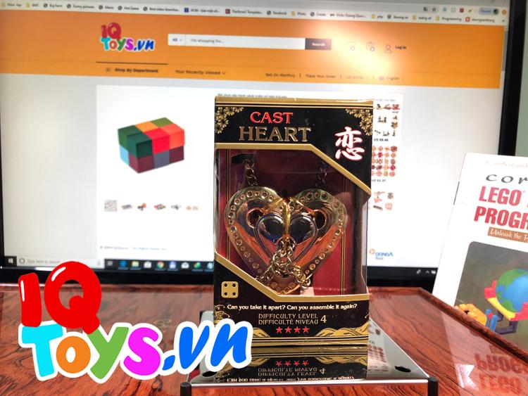Cast puzzle heart-level 4 sợi xích trái tim
