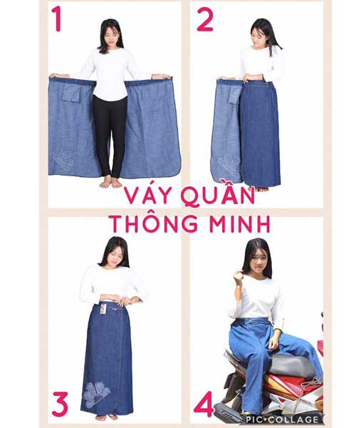 [HCM]Quần chống nắng jean chất liệu Jean cao cấp thiết kế 2 tà mặc được 2 dạng váy và quần thông minh - Vietcharm-QCN01