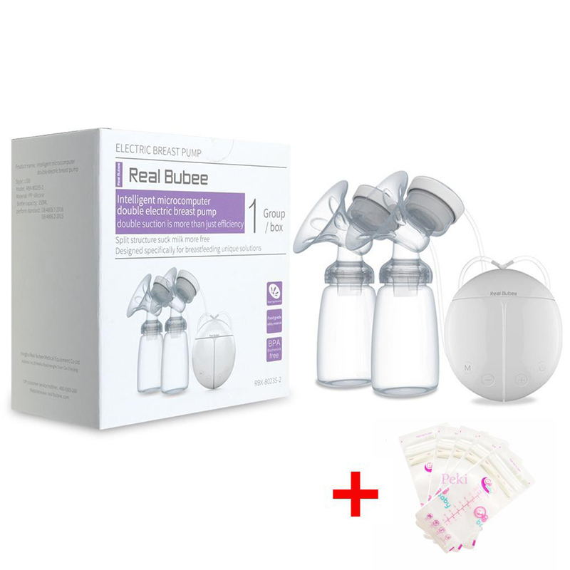 [HCM]Máy hút sữa điện đôi REAL BUBEE( tặng 5 túi trữ sữa)