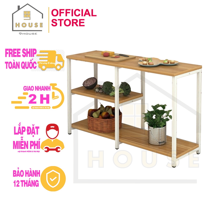 Kệ để lò vi sóng mã 159-2 Thương hiệu 9HOUSE mẫu kệ tủ bếp đa năng để đồ nhà bếp lò vi sóng khung sắt dày tĩnh điện chống rỉ mặt gỗ MDF lõi xanh chống ẩm bề mặt phủ melamine chống thấm nước sản xuất tại Việt Nam