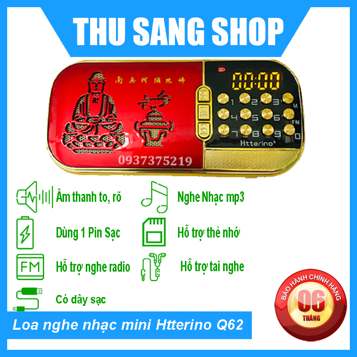 Loa nghe nhạc mini Htterino Q62 chính hãng có hình PHẬT nghe nhạc thẻ nhớ, FM kèm thẻ nhớ đủ dung lượng