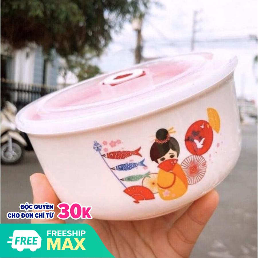 [HCM]Bộ thố sứ 2 cái nắp hút chân không