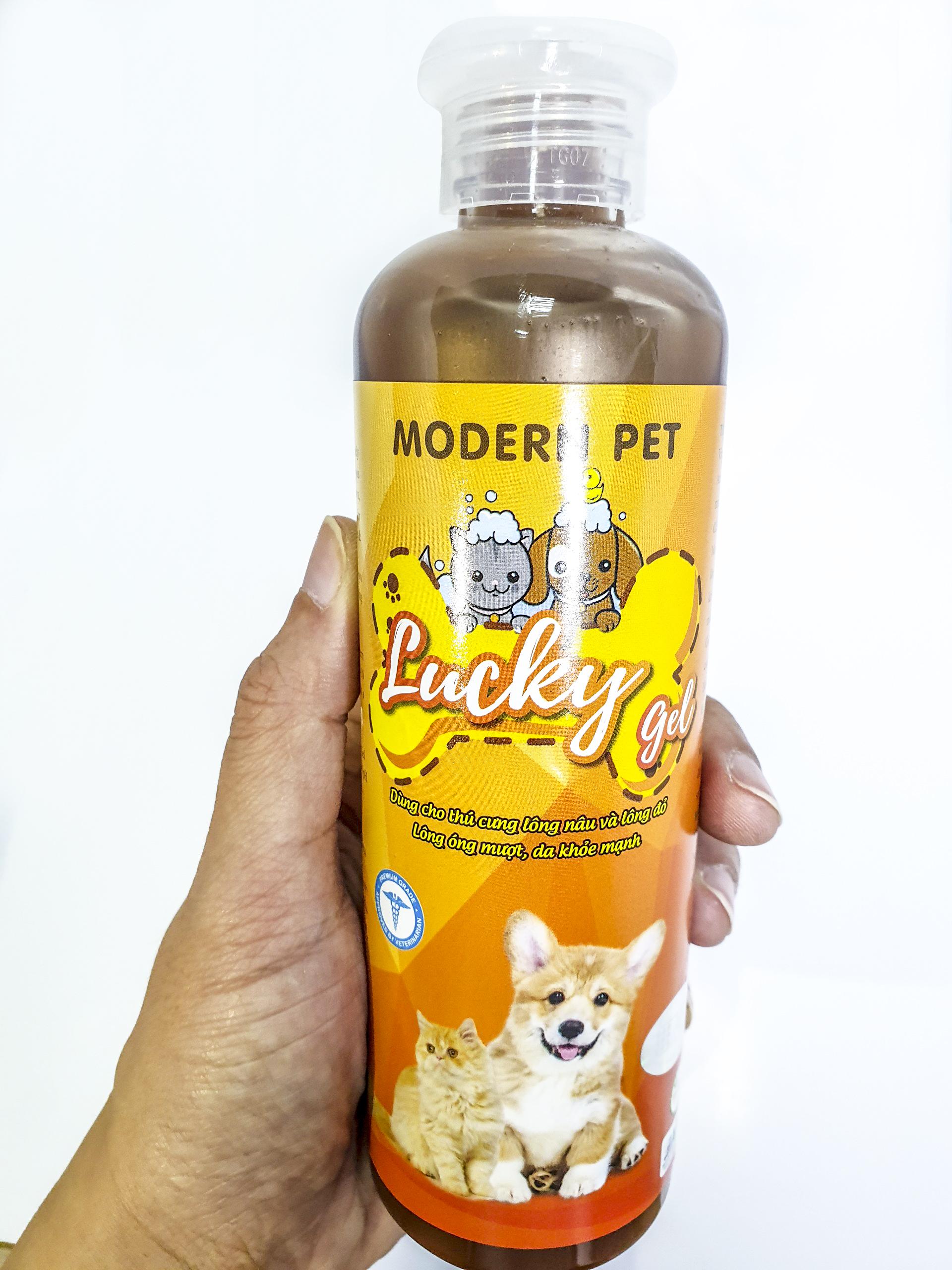 Dầu tắm Modern Pet Lucky Gel 250ml - sản phẩm dành cho chó mèo có màu lông nâu, nâu đỏ luôn giữ màu lông