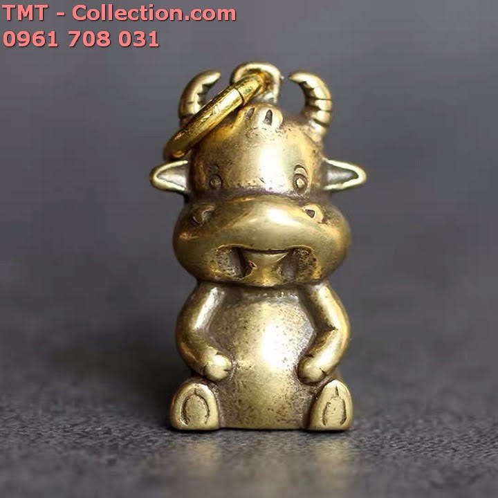 [HCM]Tượng đồng móc khóa con trâu cute Kích thước 3x21x15cm màu đồng dùng để bàn học bàn sách trưng trên xe ô tô treo móc khóa - TMT Collection - SP001518