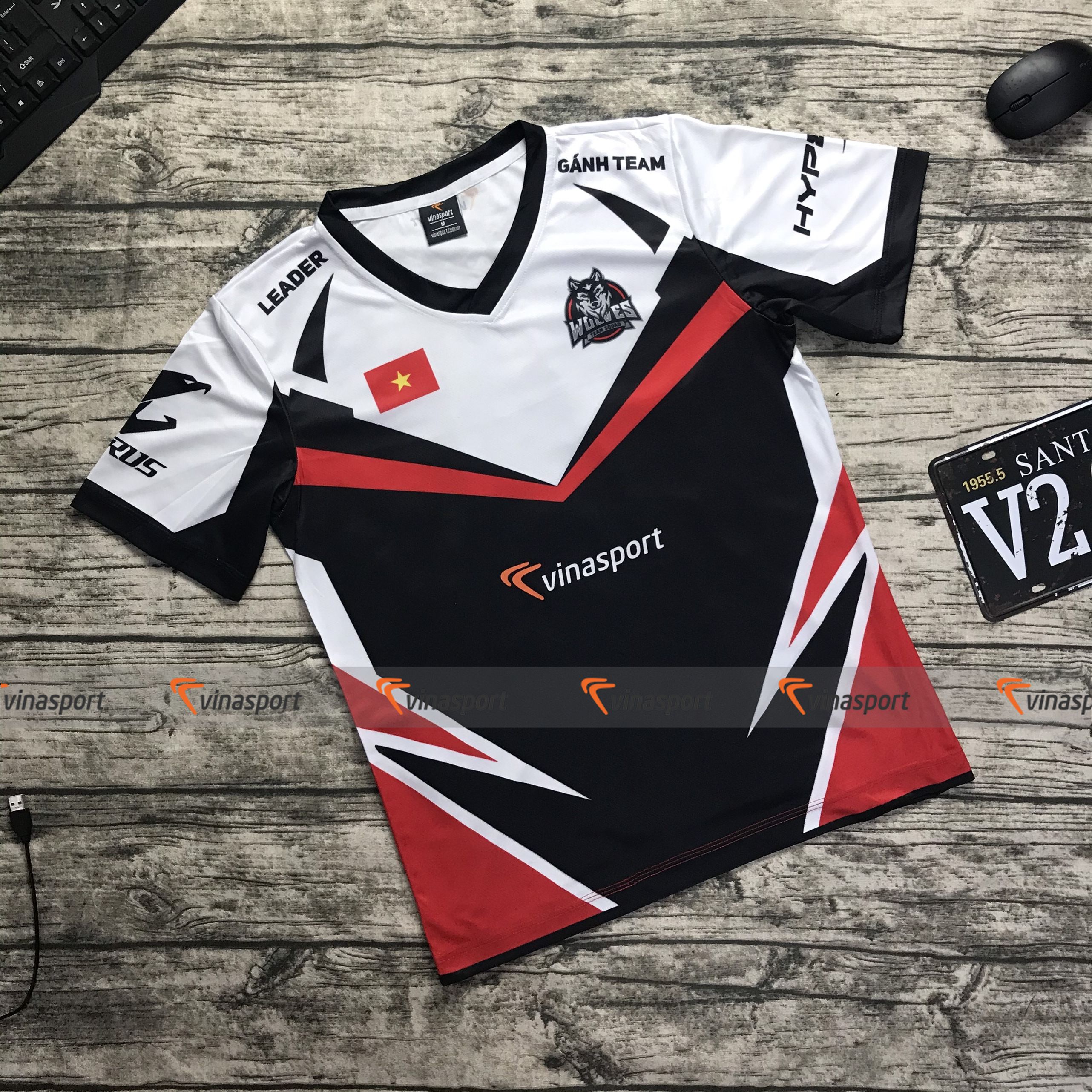 Áo thun game thi đấu Esports - Mẫu thiết kế Wolves nam, ngắn tay, dáng suông, vải thun mè co dãn, thấm hút mồ hôi tốt