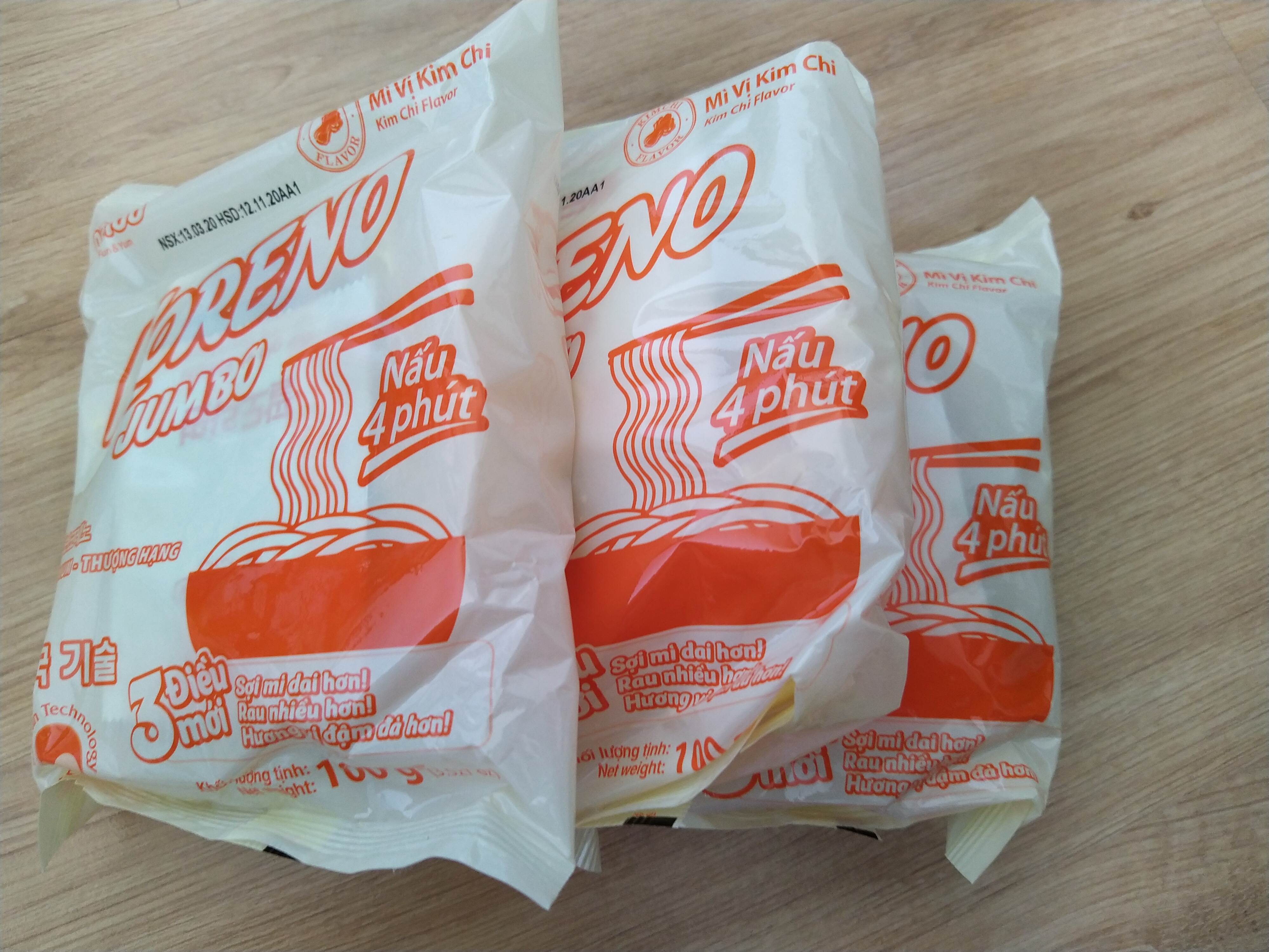 [HCM]Mì Kim Chi cay 7 cấp độ HQ Jumbo Koreno (3 gói)
