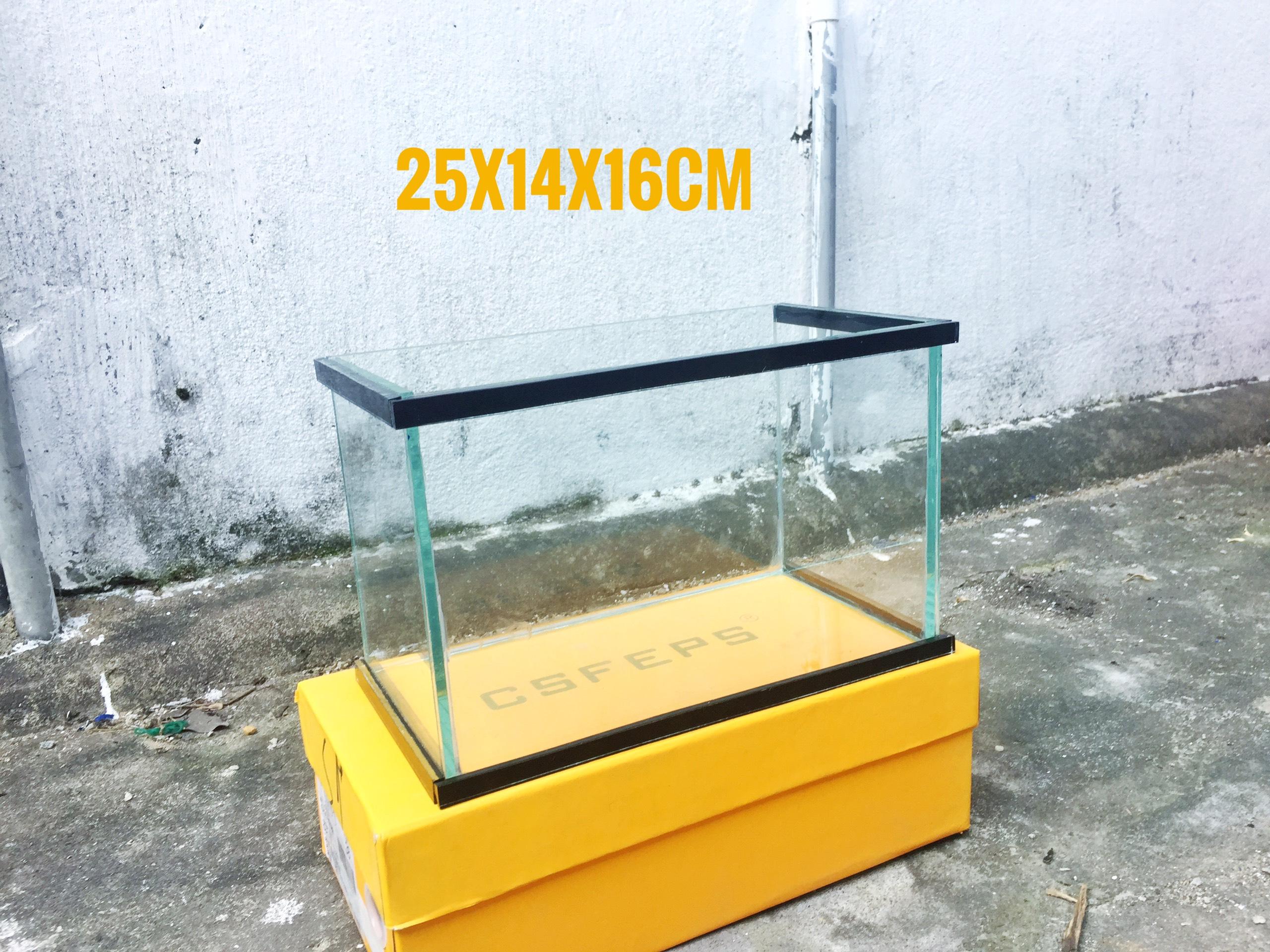 Bể cá viền kính đen bóng 25x14x16cm , bể cá cảnh để bàn giá rẻ