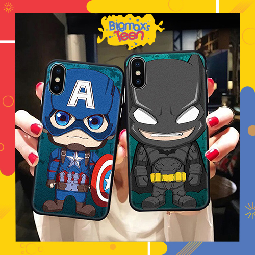Ốp iphone siêu anh hùng Marvel – spider man – batman - captain american - super man - Ốp lưng iphone 7 plus 6 6s plus 7 8 plus x xs max xr 11 promax