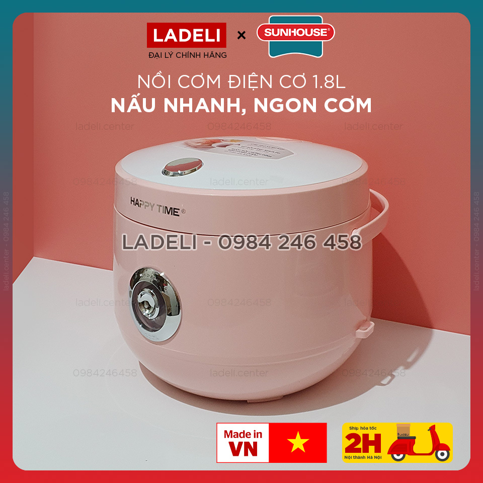 Nồi cơm điện 1.8l sunhouse happytime htd8521p bảo hành 12 tháng