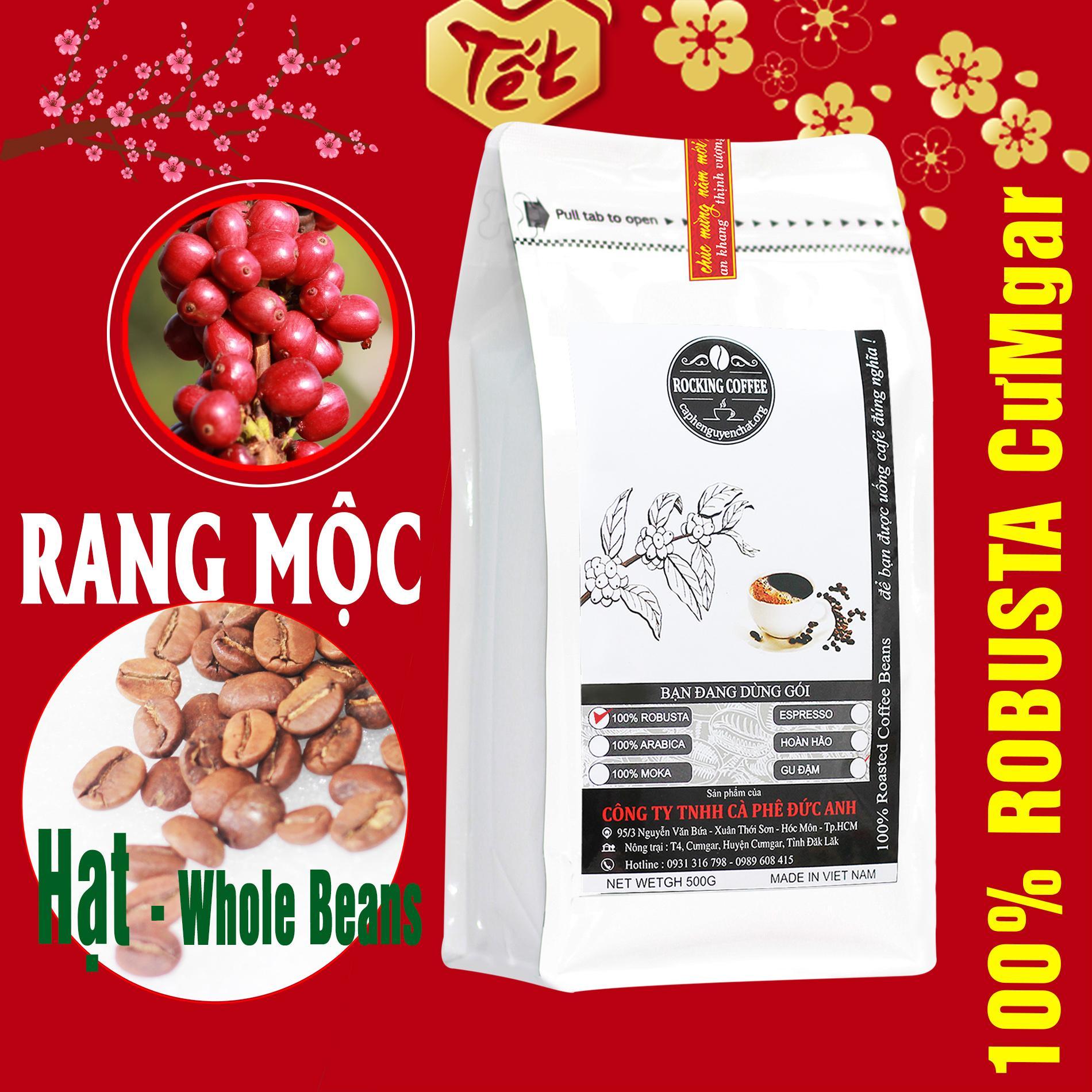 [HCM]Gói  cafe NGUYÊN HẠT chưa xay Robusta rang mộc hoàn toàn  túi zipper 500g tiện lợi - ROCKING COFFEE