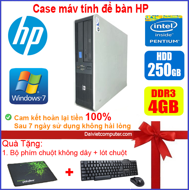 Case máy tính để bàn HP CPU Dual Core E5xxx / G3220 / Ram 4GB / HDD 250GB-500GB / SSD 120GB-240GB [QUÀ TẶNG: Bộ chuột phím không dây + lót chuột] HPG3 - LDV