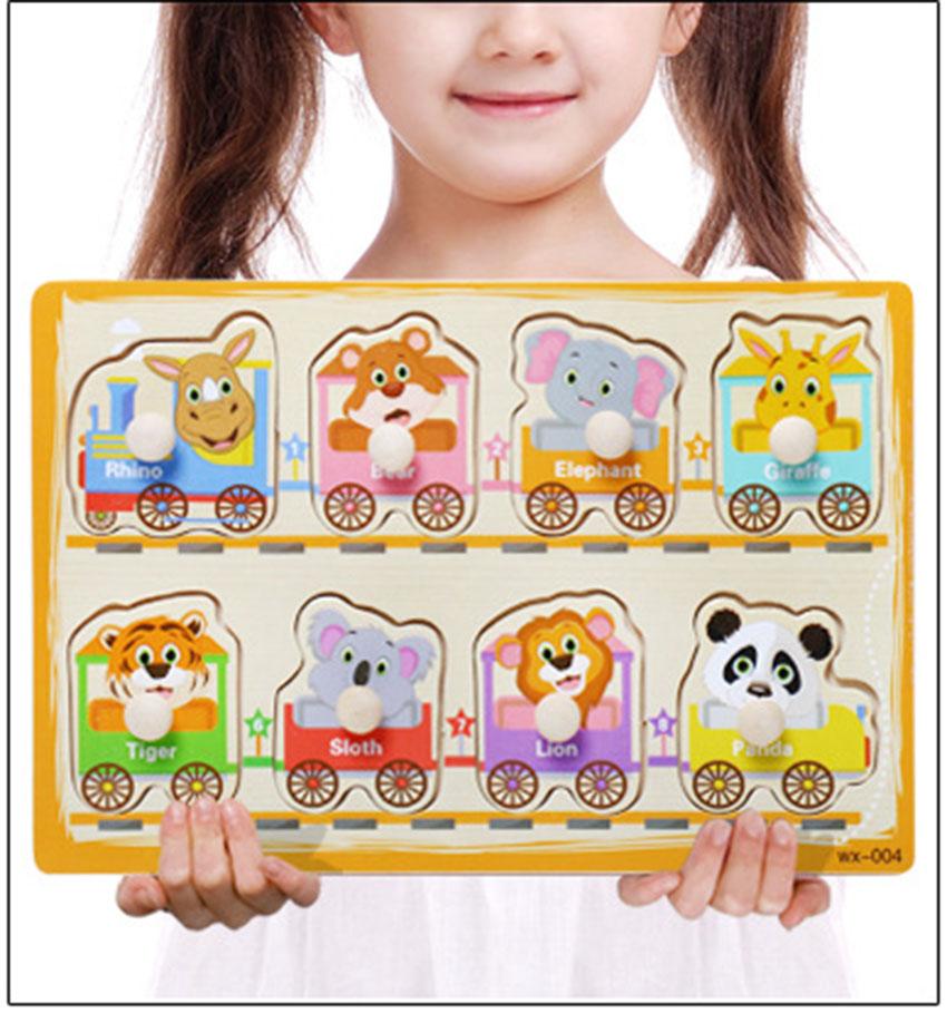 Bộ ghép hình xếp hình núm gỗ nhiều mẫu- Đồ chơi bằng gỗ - Smart Baby -ĐỘNG VẬT 035- dochoigo035