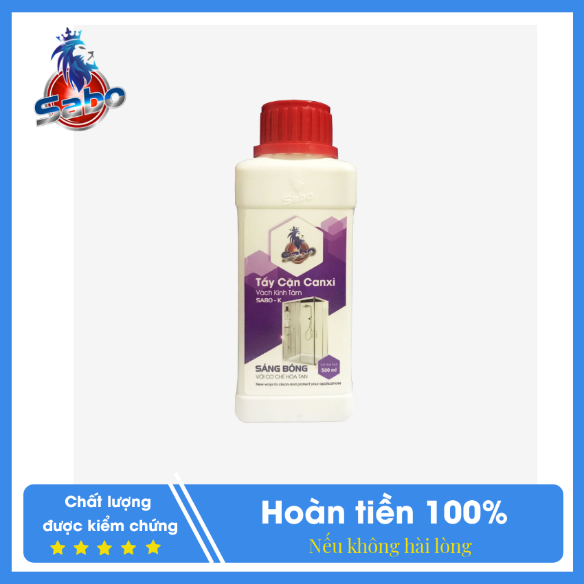 Nước tẩy kính bị cáu cặn canxi, vảy cá, ố đục lâu năm Sabo-K chai 500ml không mùi
