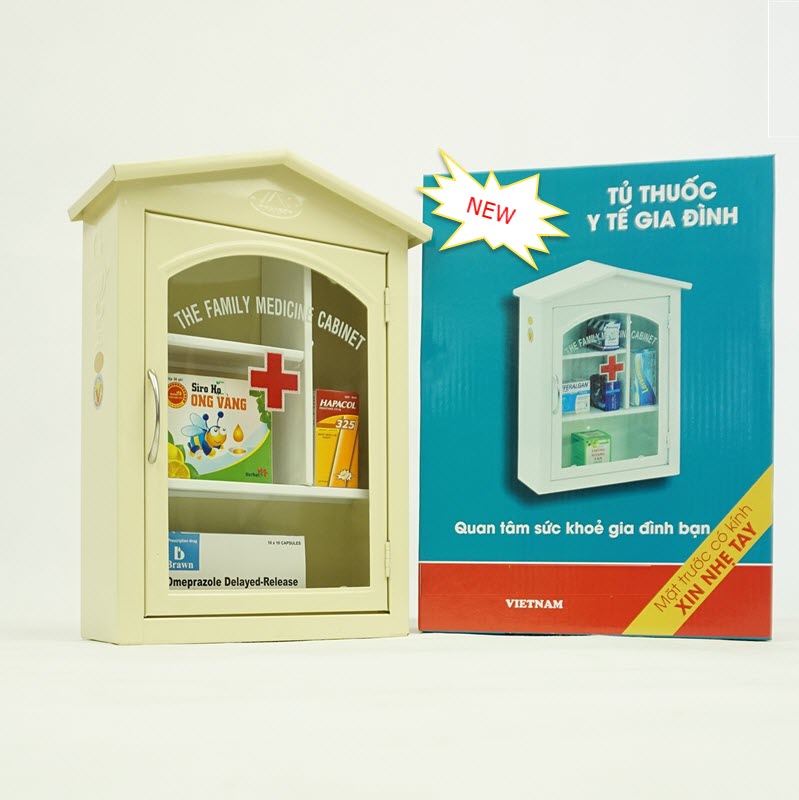 [HCM]Tủ thuốc y tế sắt sơn tĩnh điện màu Vàng kem  tủ thuốc gia đình (Hỏa tốc Tp.HCM)