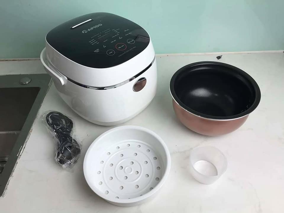 Nồi cơm điện tử Rapido RC-1.2D, 10 Chức Năng Nấu Tự Động, Điều Khiển Điện Tử, Hẹn Giờ, Lòng Nồi Đúc Nguyên Khối