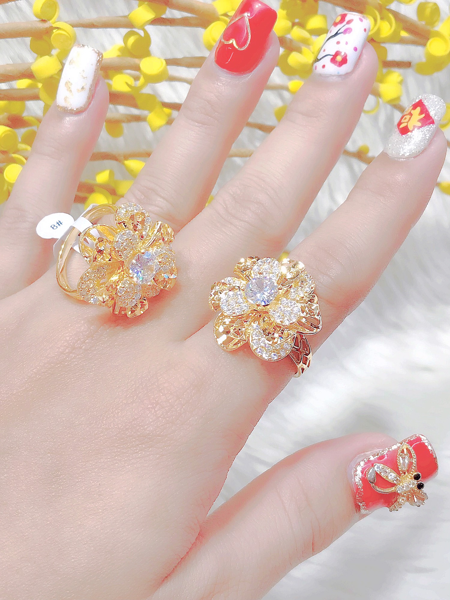 Nhẫn nữ đính đá mạ vàng 18K cao cấp Free&Easy thiết kế tinh xảo cao cấp sang trọng trang sức hottrendFE.nhan455