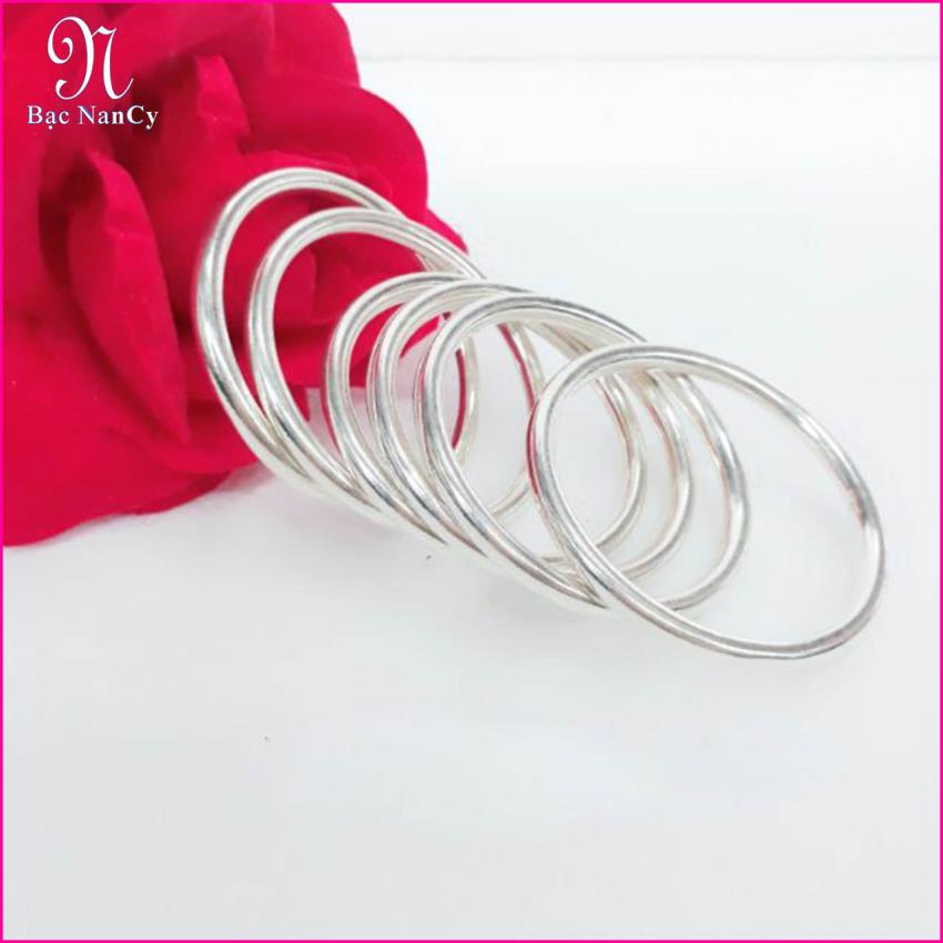 VÒNG TAY BẠC TA TRƠN CHO BÉ YÊU - LẮC TAY BẠC TRẺ EM - THƯƠNG HIỆU BẠC NANCY