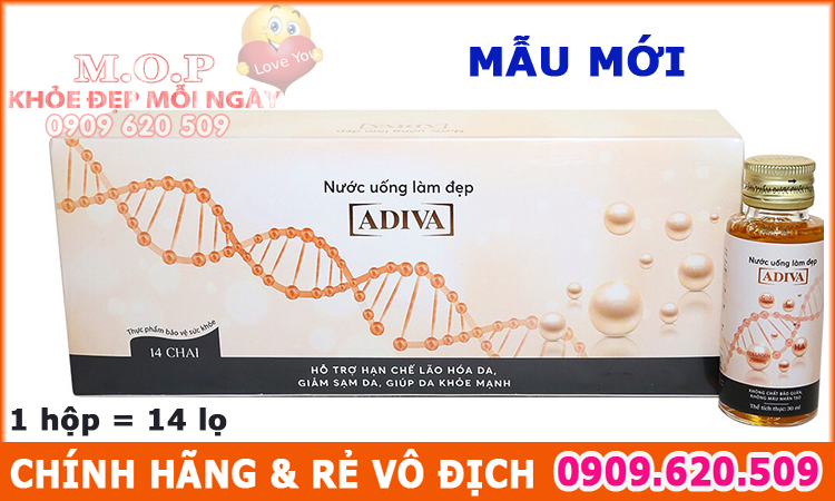 (HOT) 01 hộp Collagen Adiva nước (14 lọ/ hộp)