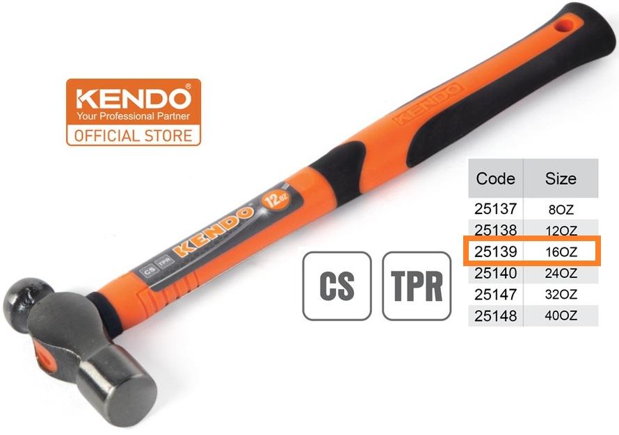 Búa đầu tròn 16oz 450g cs tpr kendo 25139