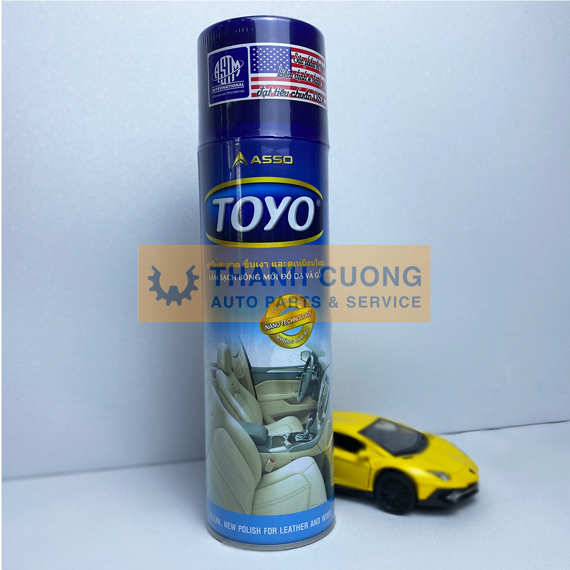 Chai xịt Toyo làm sạch, bóng, mới đồ da, đồ gỗ 500ml
