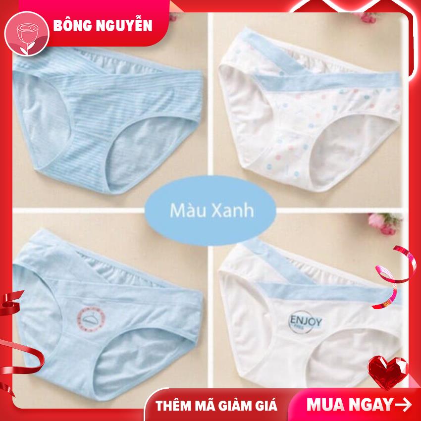 (Có Bigsize) Set 4 Quần lót dành cho Mẹ Bầu cạp chéo cotton kháng khuẩn, co giãn đàn hồi, có size cho mẹ bầu từ 43-85kg (Thế giới đồ lót-Bông nguyễn)