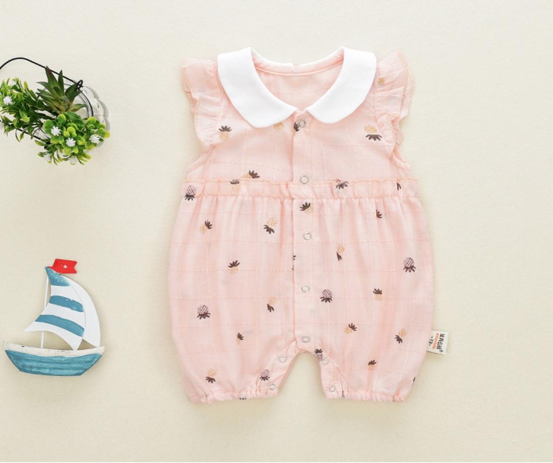Bộ body xô cộc tay vải sợi tre cho bé gái chất vải xô mỏng mịn thoáng mát TSS016