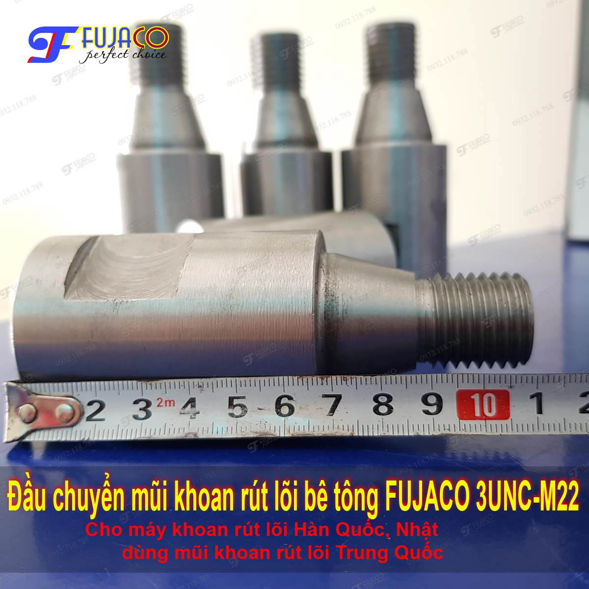 Đầu chuyển mũi khoan rút lõi bê tông FUJACO 3unc-m22 cho máy Nhật, Hàn, Đức dùng mũi Trung Quốc