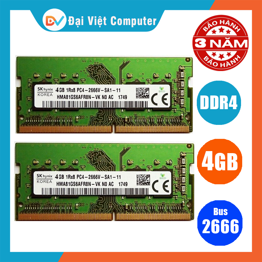 Ram laptop 4GB DDR4 bus 2666 PC4 (nhiều hãng) - LTR4 4GB