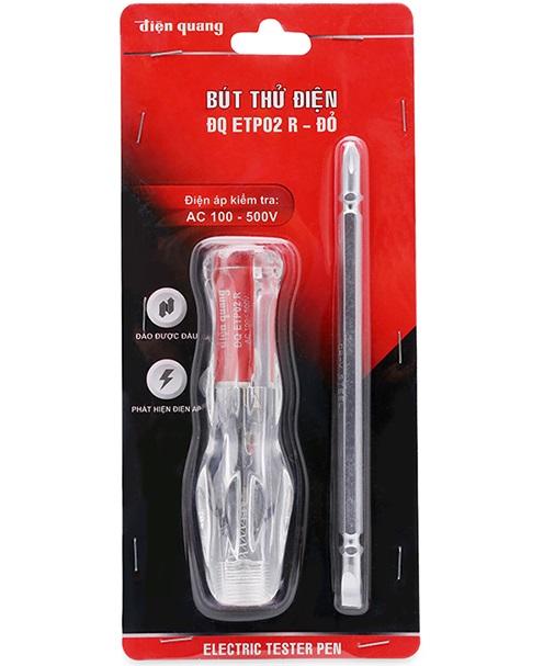 Bút thử điện 2 đầu tua vít dẹp và bake điện quang đq etp02 r