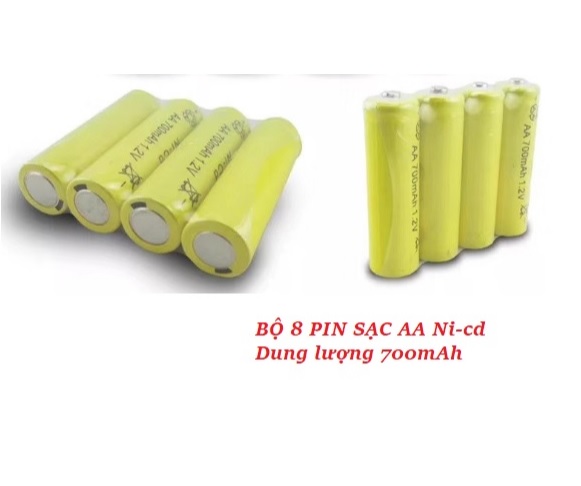 Bộ 8 pin tiểu sạc AA 700mAh dùng cho đồ chơi, đồng hồ treo tường,chuột máy tính, máy ảnh