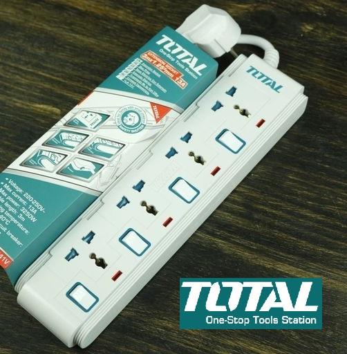 [HCM]Ổ cấm điện 3 chấu 4 lổ đa năng có đèn báo 3 mét 3250W 250V 13A Total THES03041V