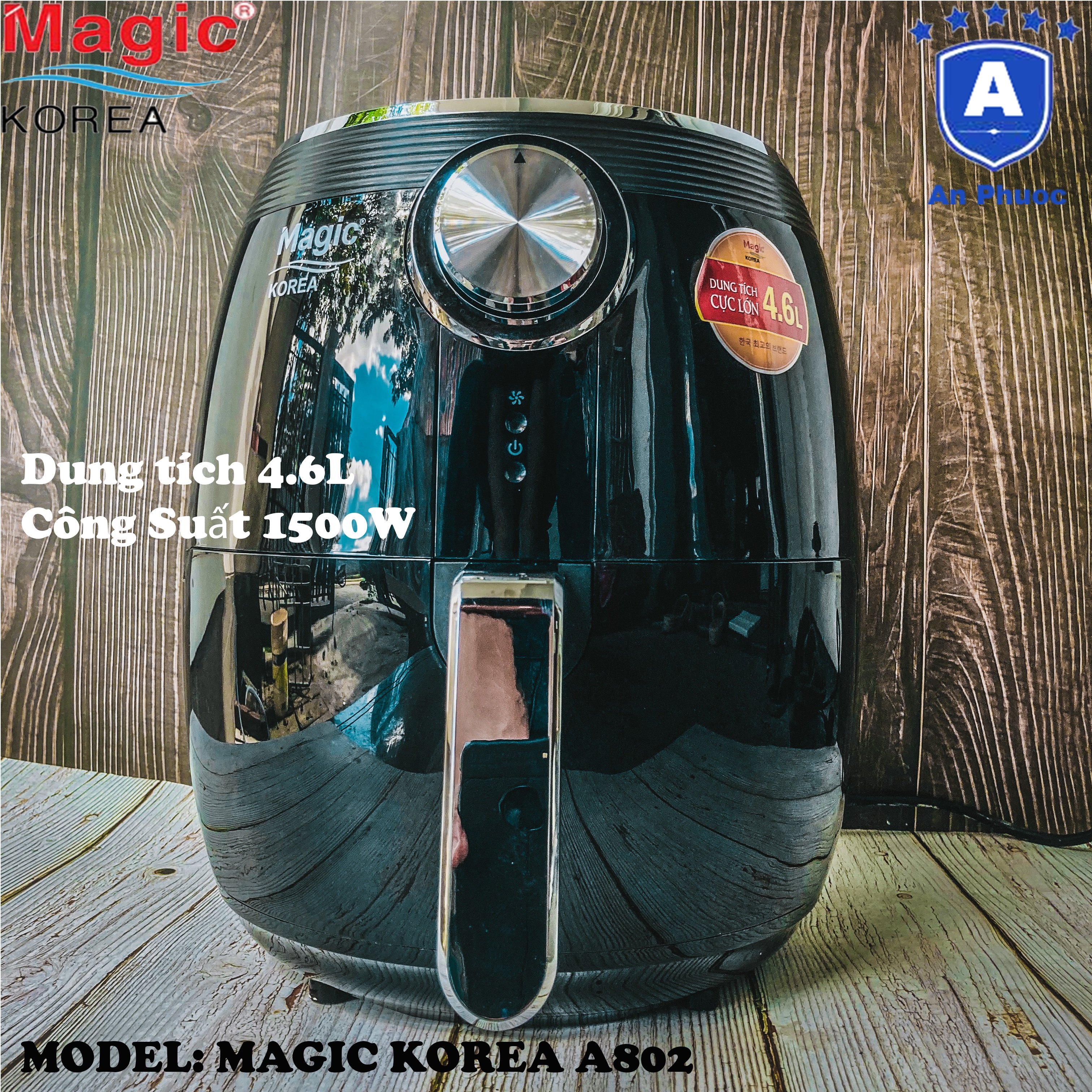 Nồi chiên không dầu magic korea a802 | dung tích 4.6l | công suất 1500w | thiết kế hiện đại trang nhã | màu đỏ
