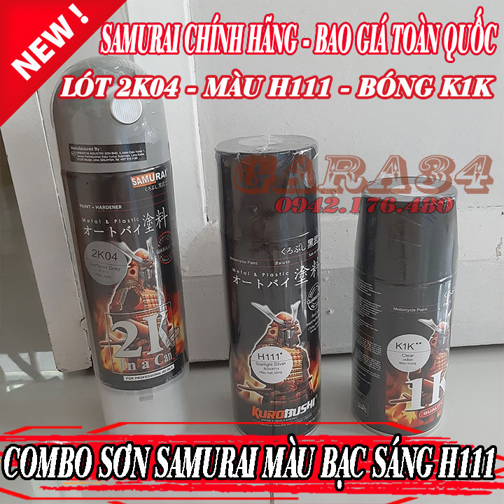 COMBO 3C SƠN SAMURAI MÀU BẠC SÁNG H111 LÓT 2K04