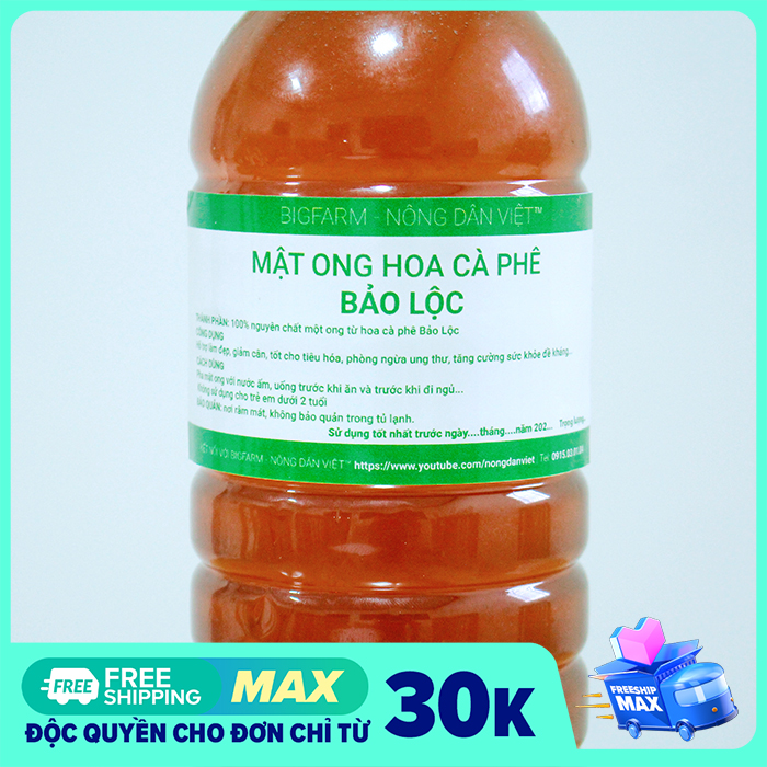 Mật ong nguyên chất hoa cà phê bảo lộc hàng chuẩn loạt 1 lít - 1,3kg