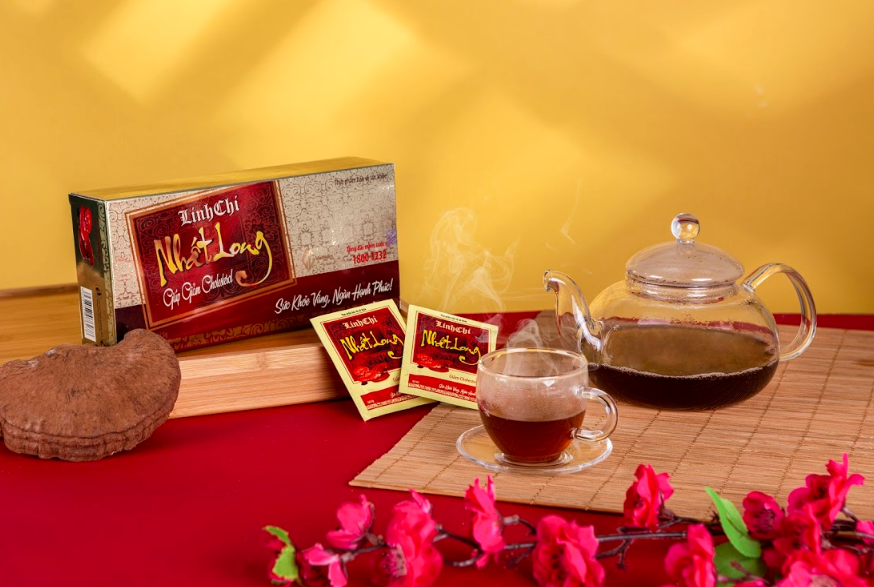 Trà Linh Chi Nhất Long - hạ huyết áp tăng cường sức khỏe, từ 100% linh chi đỏ