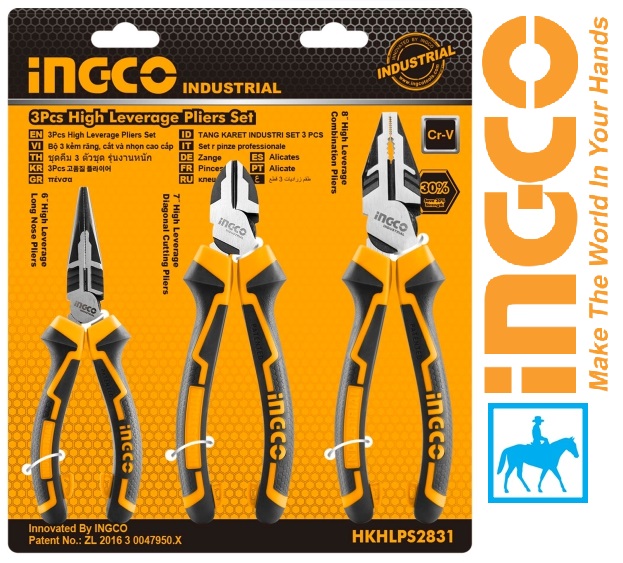 Bộ 3 kìm răng cắt nhọn crv ingco hkhlps2831
